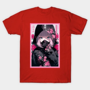 Aesthetic Anime Girl Pink Rosa Black | Quality Aesthetic Anime Design | Chibi Manga Anime Art T-Shirt